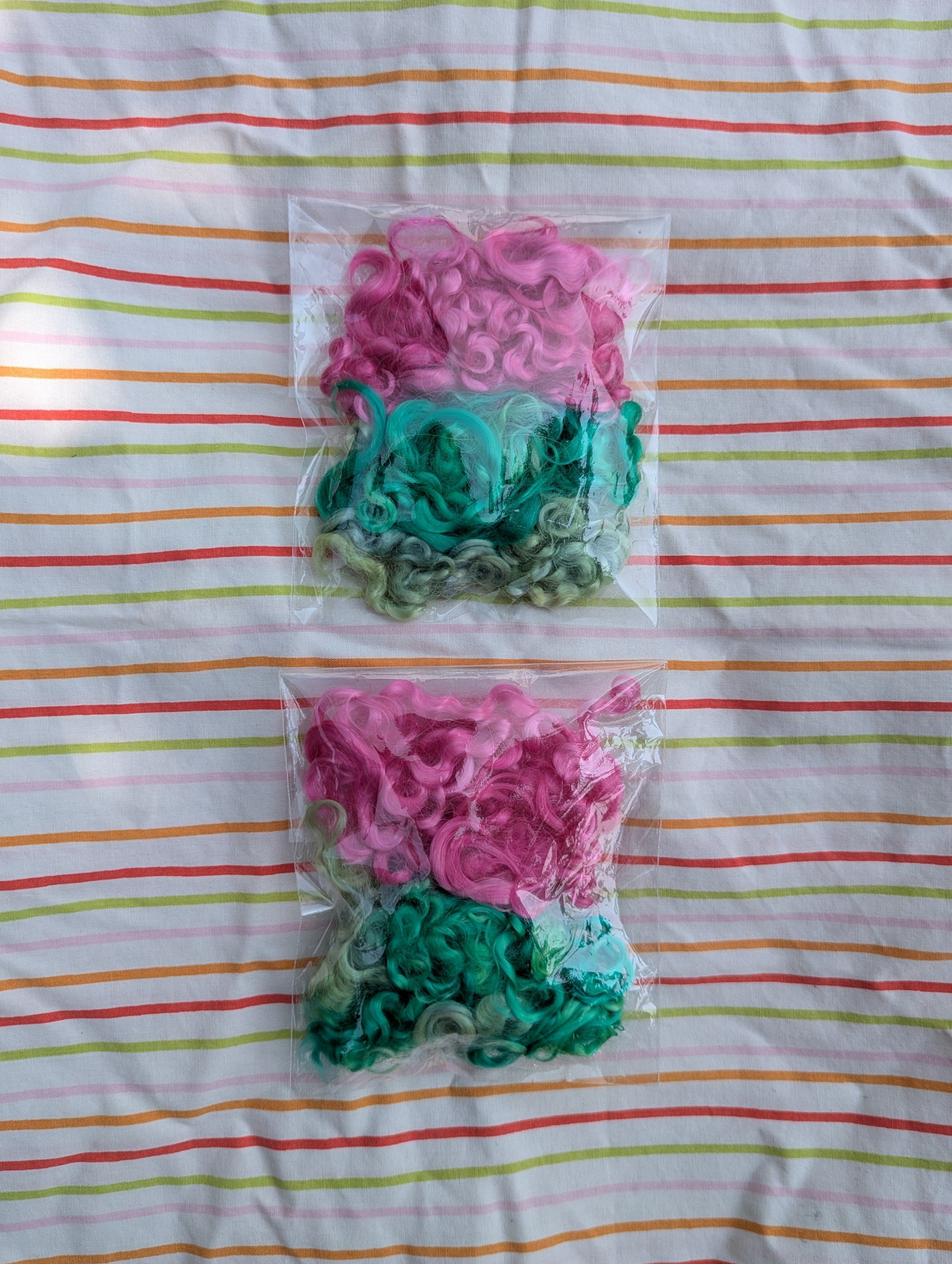 Pink and Green Mohair Locks ❀࿐